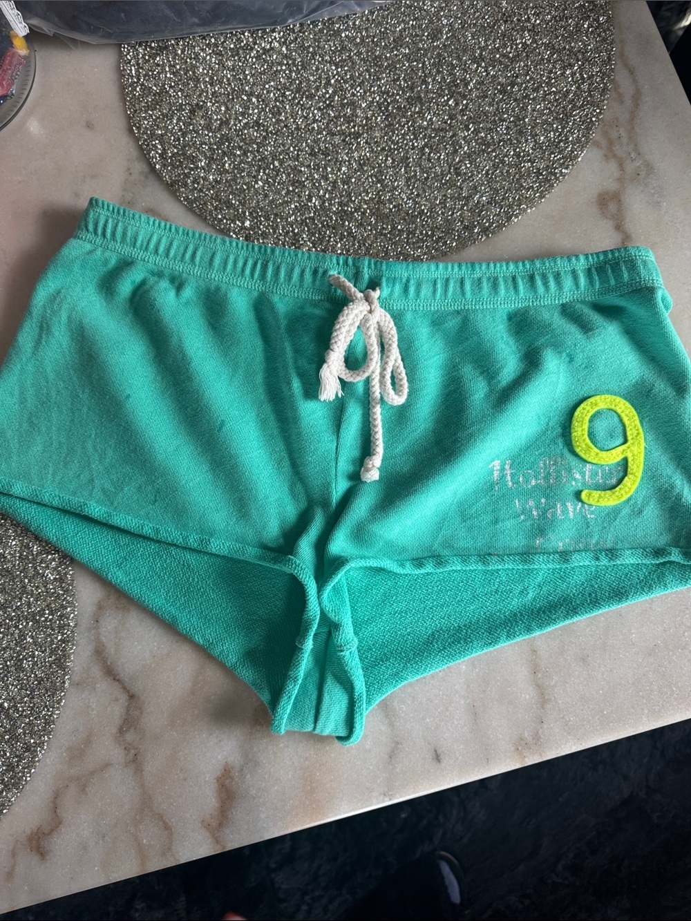 Hollister Turquoise Terry Athletic Shorts with Drawstring